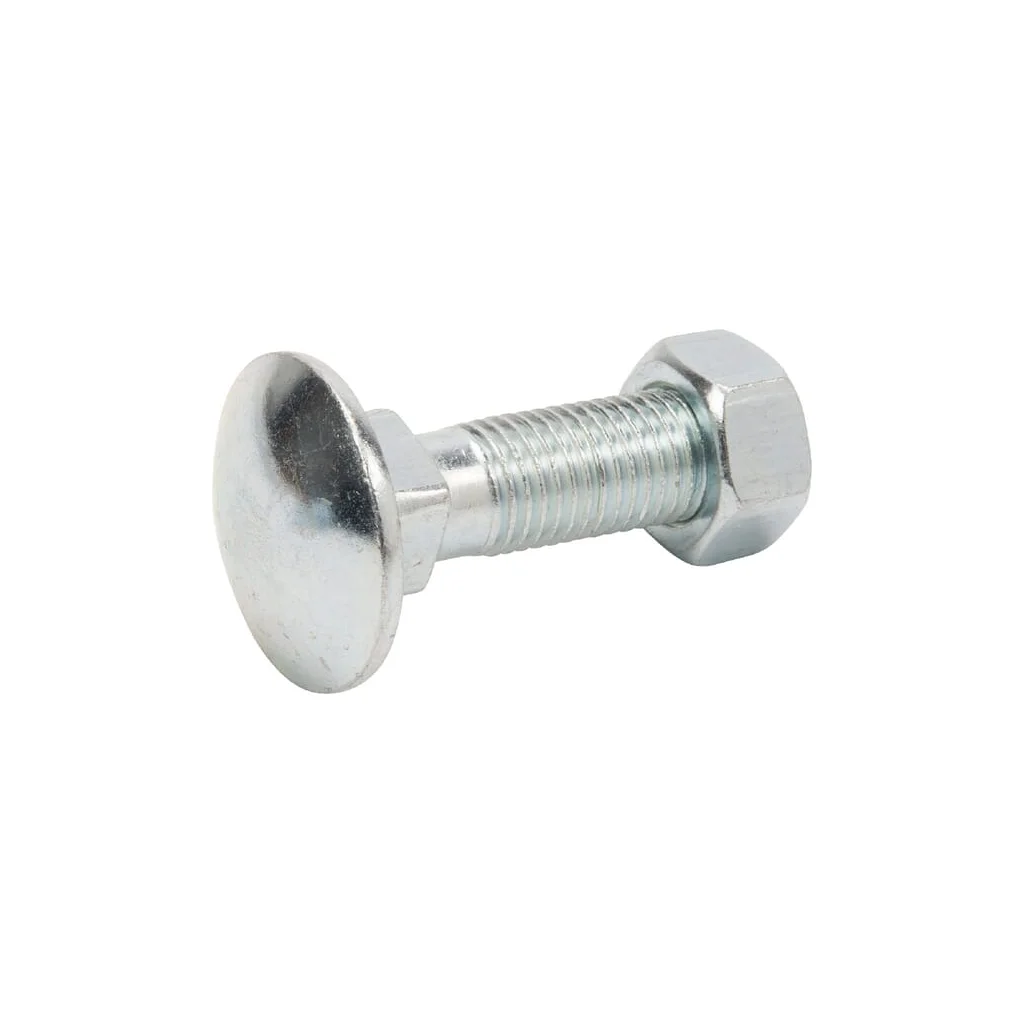 Șurub cap bombat torbant gât pătrat cu piuliță DIN603 M16x80mm oțel zincat grupa 4.6 25 buc.