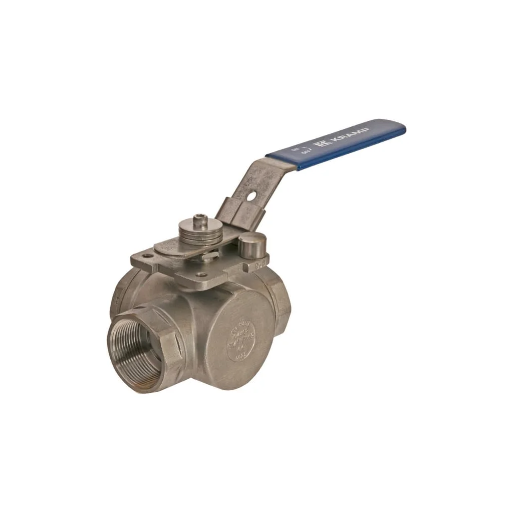 Robinet cu bilă 3 căi L 1 1/2" oțel inoxidabil