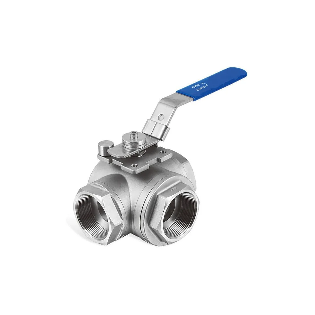 Robinet cu bilă 3 căi L 1/4" stainless steel
