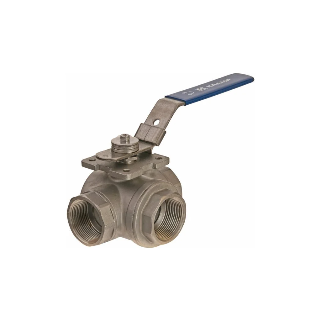 Robinet cu bilă 3 căi T 1 1/2" oțel inoxidabil