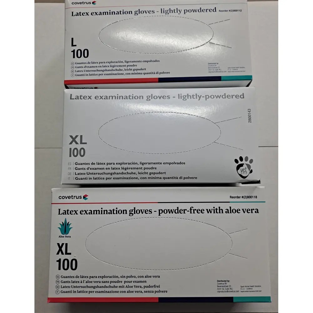Manusi de examinare din latex, usor pudrate, albe,100 buc.
