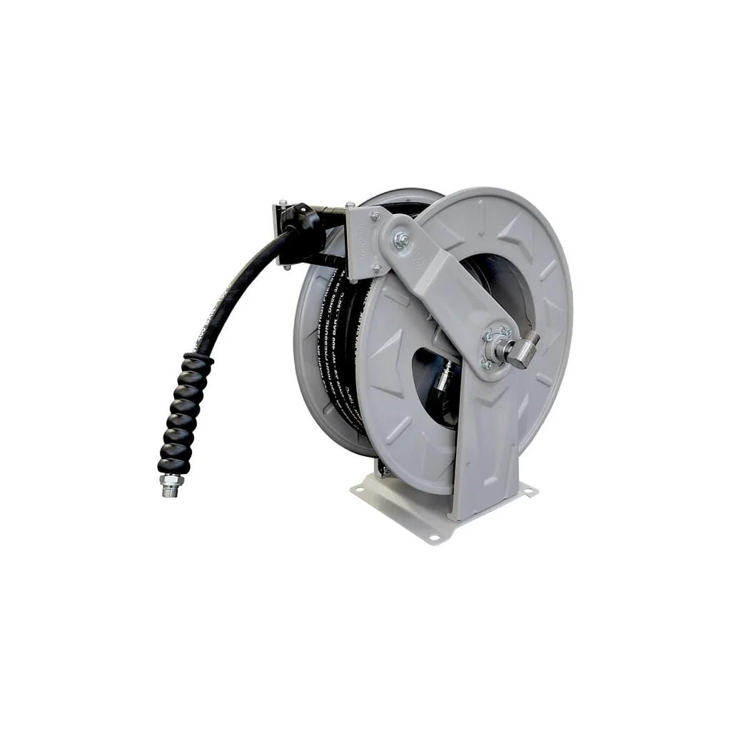 Tambur automat pentru furtun din oțel cu furtun de 15 m DN8 250 bar și racord exterior de 3/8"
