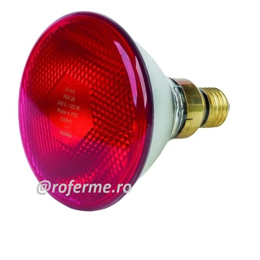 Bec incalzire 100W, infrarosu, sticla securizata rosie
