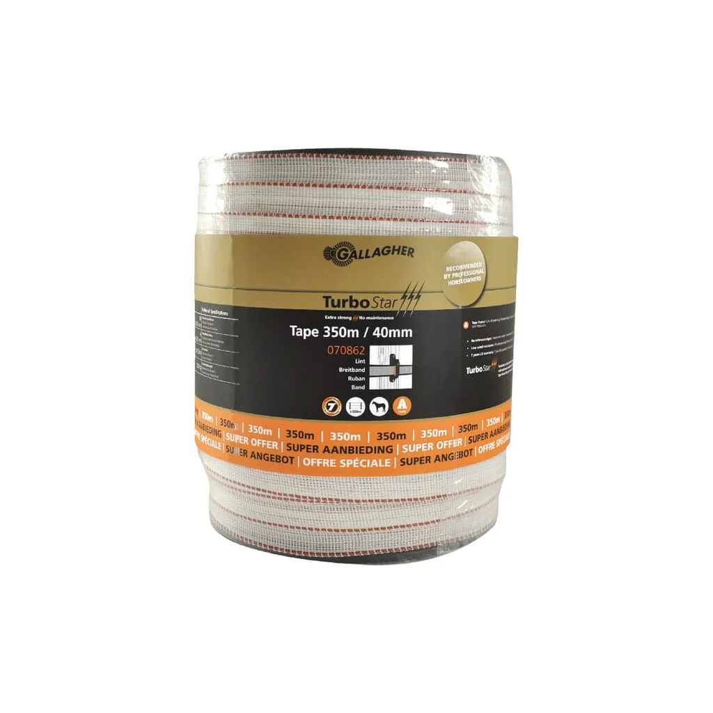 Bandă albă pentru gard 40mm 350m TurboStar