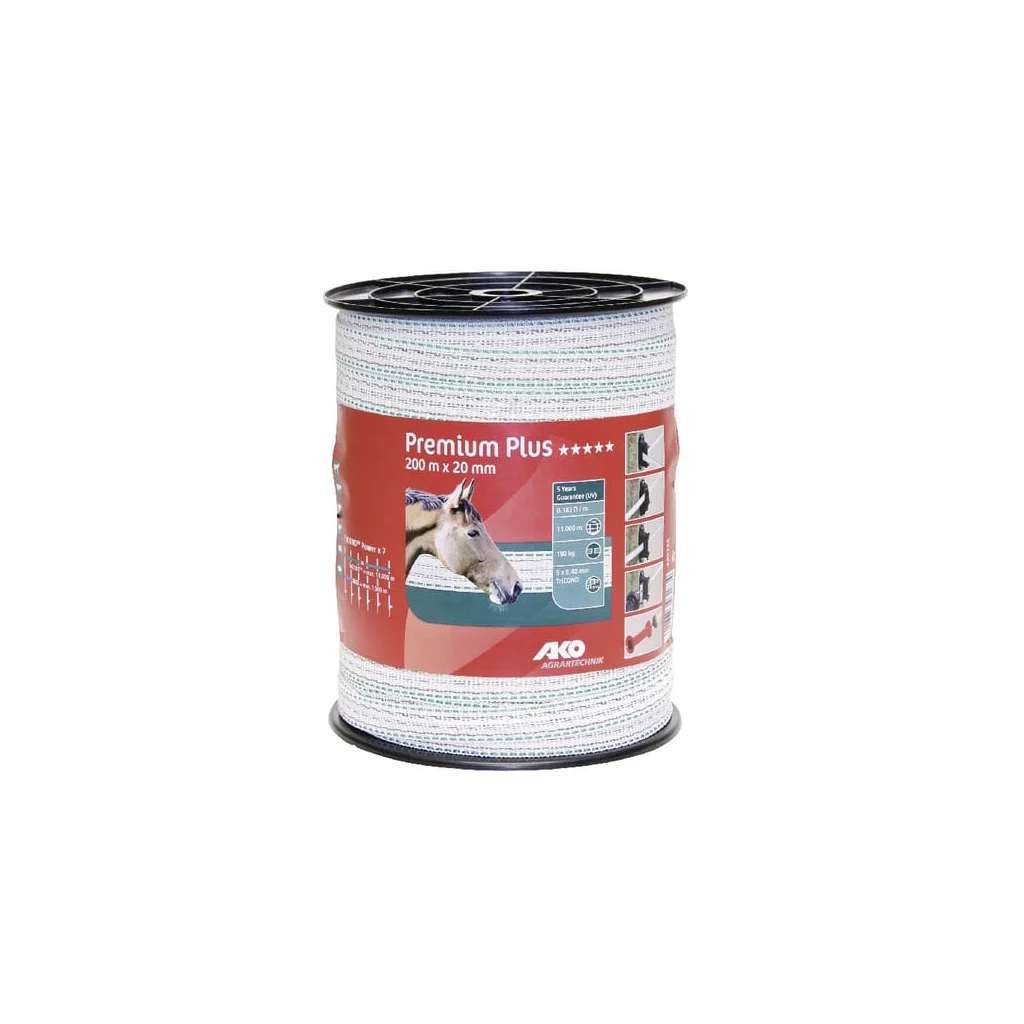 Bandă albă/verde pentru gard 20mm 200m