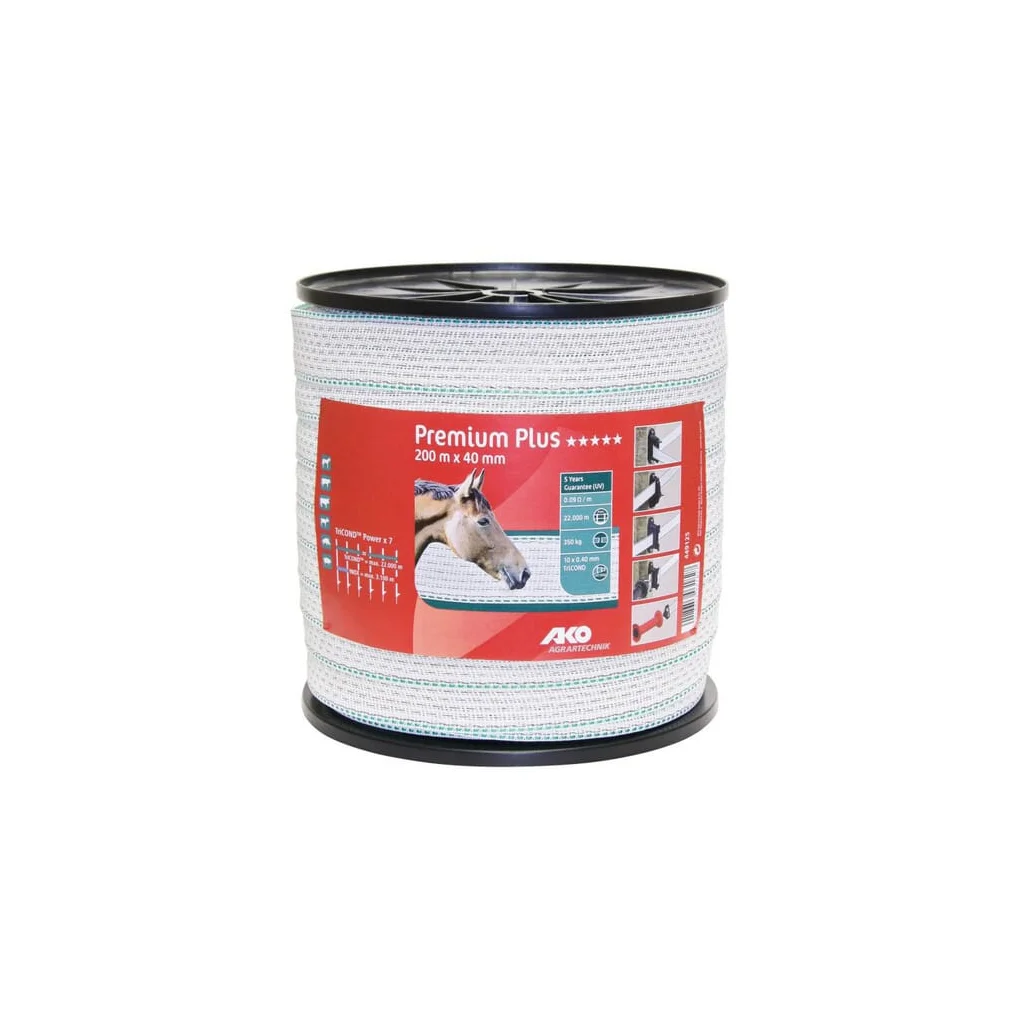 Bandă albă/verde pentru gard 40mm 200m