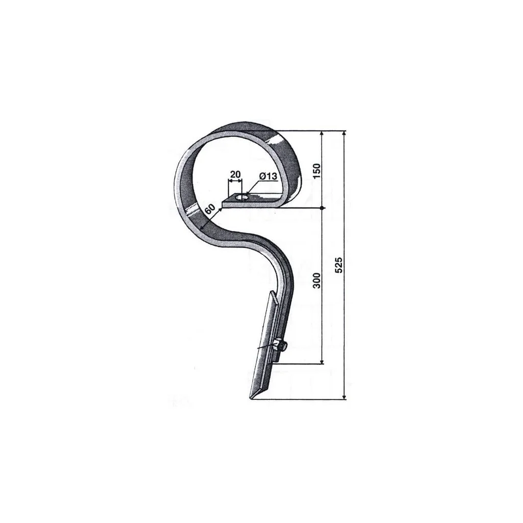 Dinte arc drept 32x12mm cu vârf drept