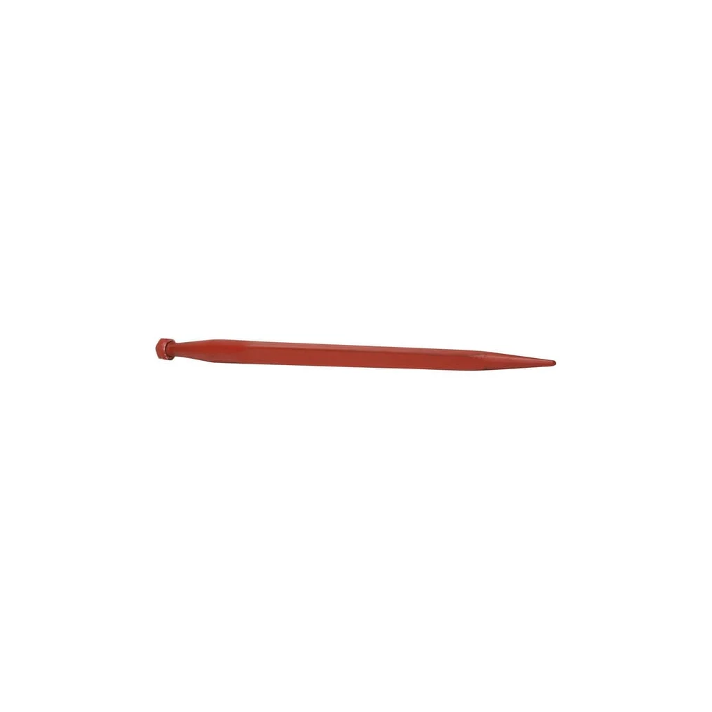 Dinte pentru încărcător, drept, secțiune pătrată 44x820mm, vârf ascuțit cu piuliță M28x1.5mm, roșu