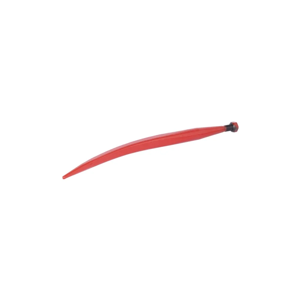 Dinte încărcător curbat profil pătrat 35,5x585mm piuliță M20x1,5mm vârf ascuțit roșu