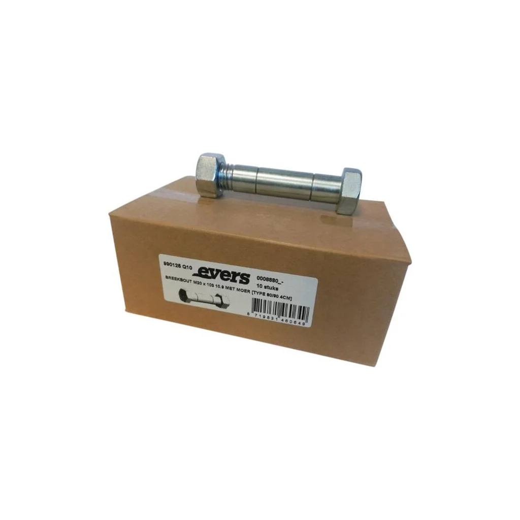 Șurub de forfecare cu piuliță (10x) M20x103 10.9 TIP 4cm dinte