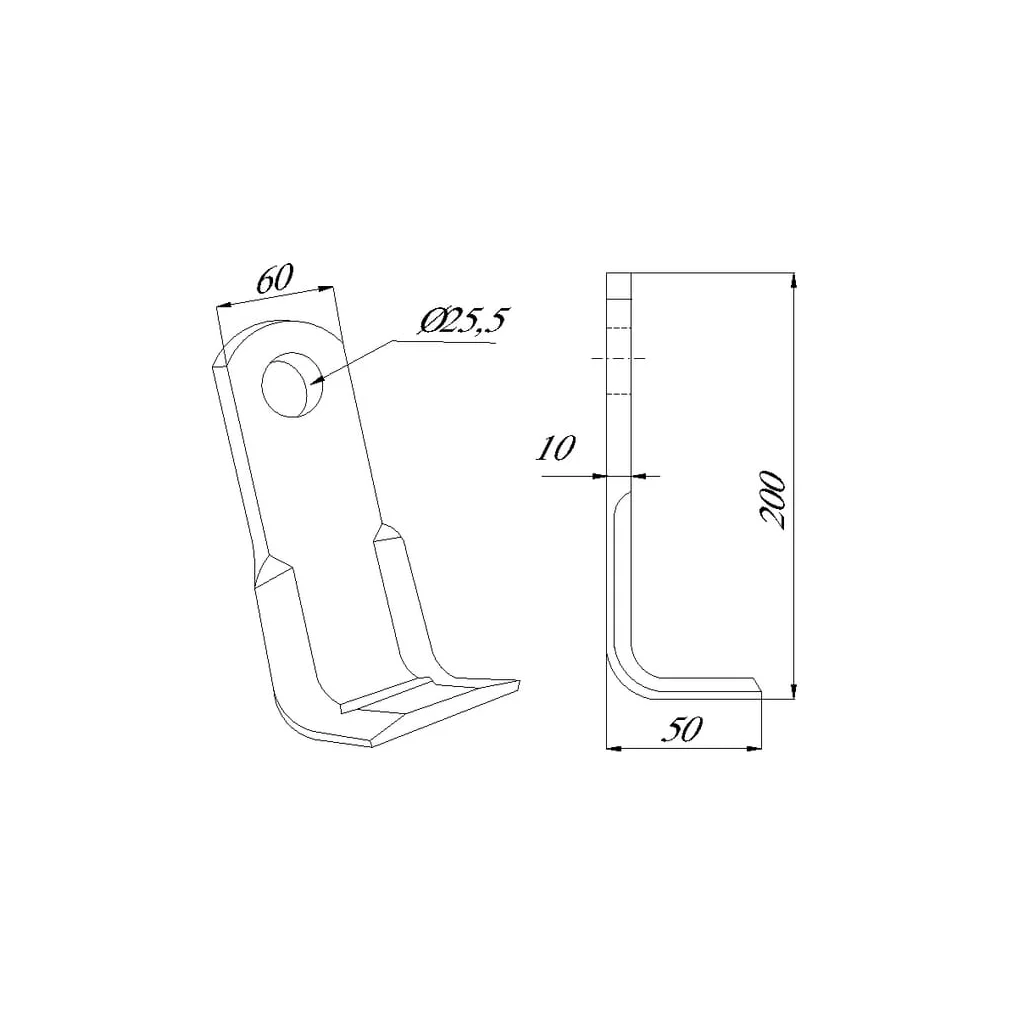 Cuțit tocător 60x200mm potrivit pentru Nobili