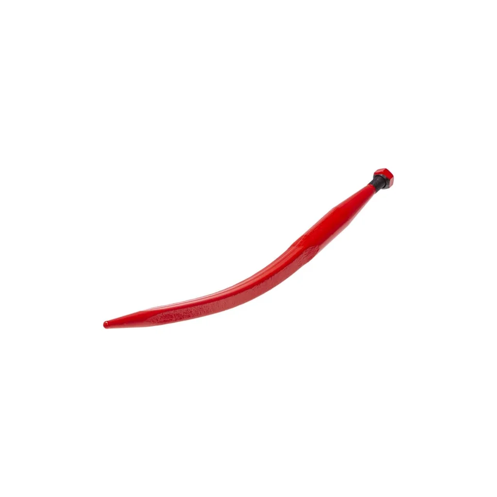 Din de încărcător, curbat, secțiune pătrată 36x680mm, vârf ascuțit cu piuliță M20x1.5mm, roșu