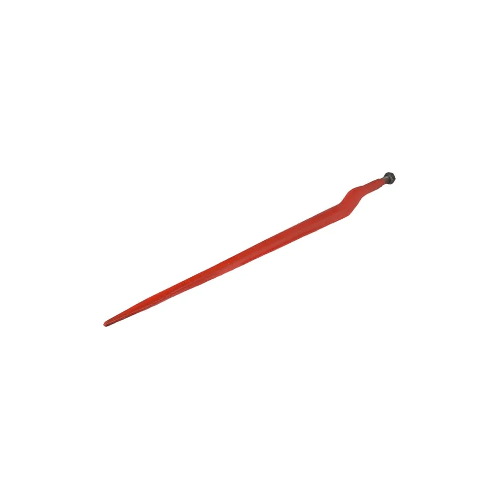 Dinte încărcător frontal curbat: Secțiunea T dublu de 62 mm 35x890 mm, vârf plat cu piuliță M22x1,5 mm, roșu, Battista Porteri