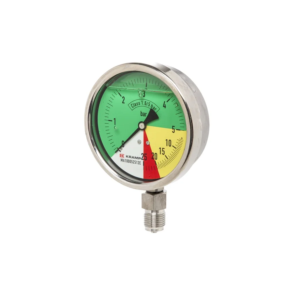 Manometru diametru 100mm 0-5-20-25 1/2" BSP conexiune inferioară