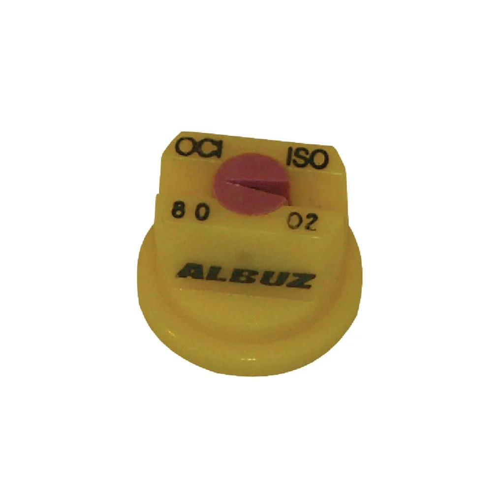 Duză descentrată ventilator plat OC 80° 02, galben, plastic, Albuz