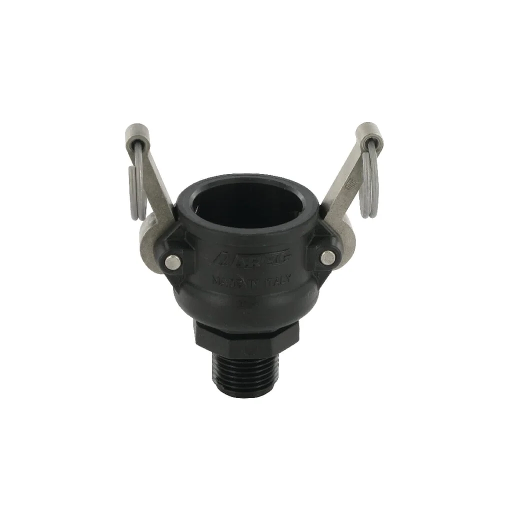 Cuplă Camlock tip B 3/4", filet tată 1/2", polipropilenă