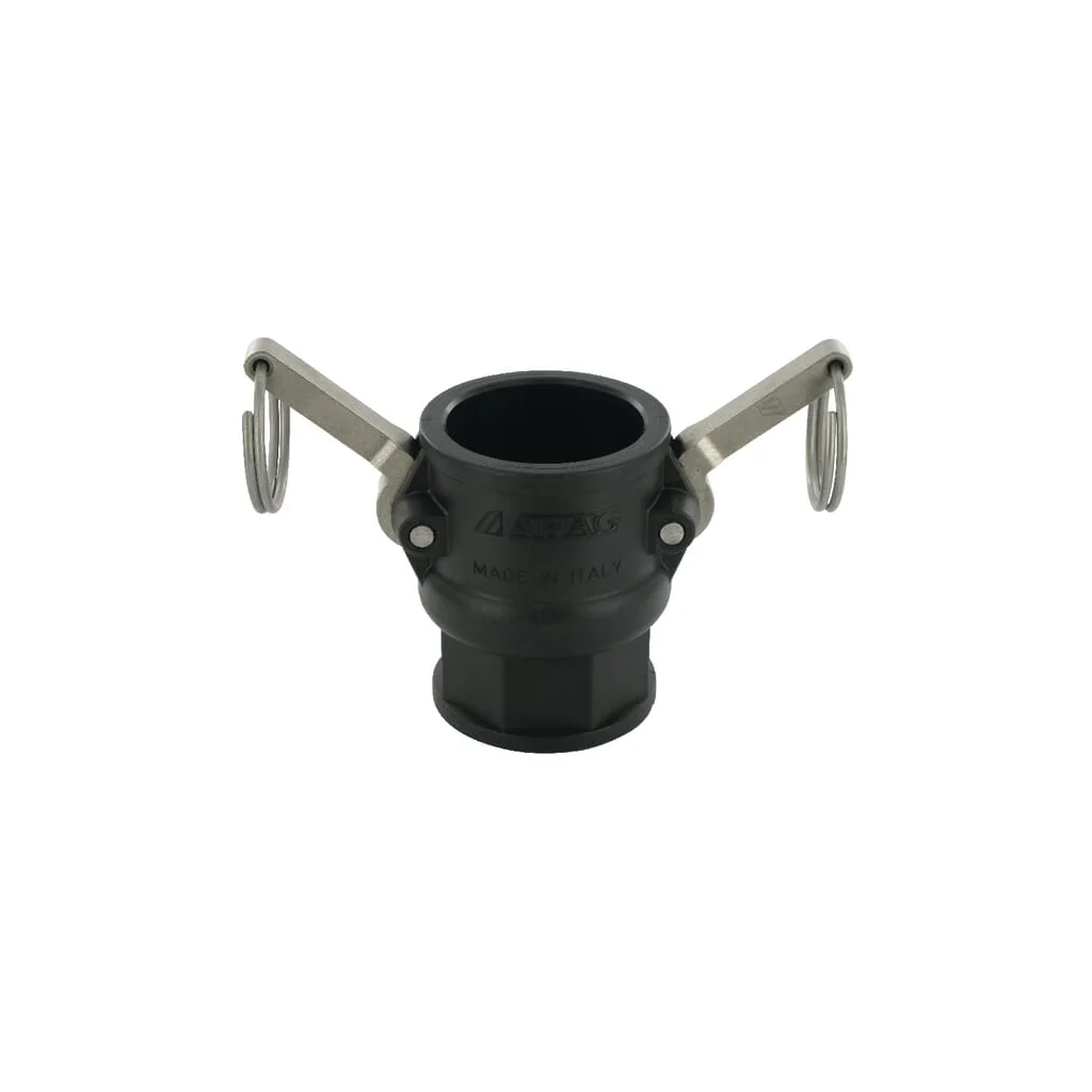 Cuplă Camlock tip D 1 1/4", filet mamă, polipropilenă