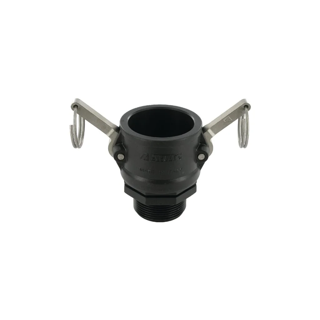 Cuplă Camlock tip B 1 1/2", filet tată, polipropilenă