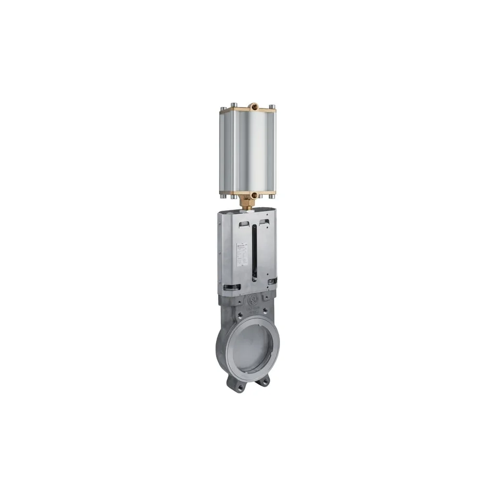 Supapă cuțit 4" SS + cilindru pneumatic