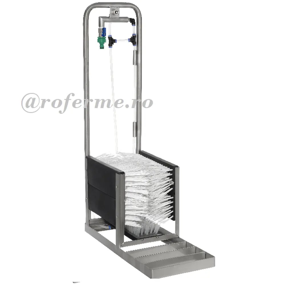 Dispozitiv cu perie igienizare incaltaminte, inox