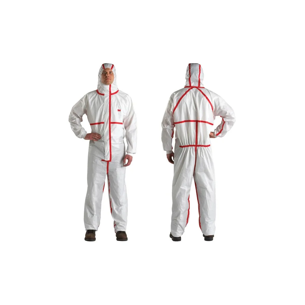 Combinezon de unică folosință XL alb/roșu 3M