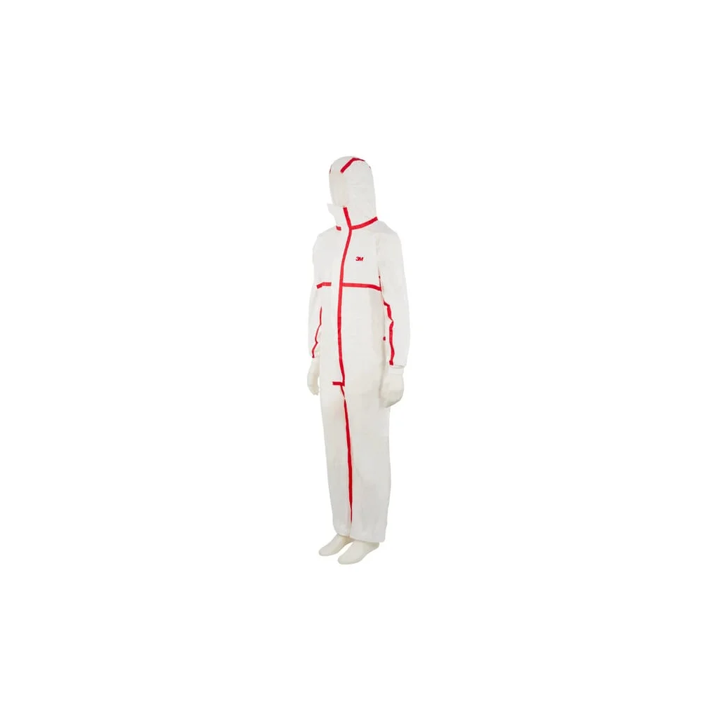 Combinezon de unică folosință 2XL alb/roșu 3M