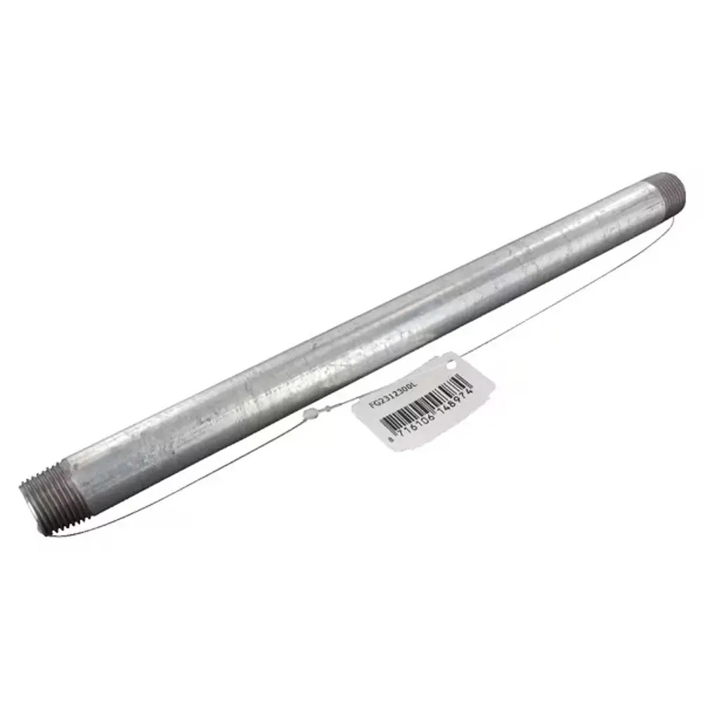 Niplu dublu galvanizat 1/2″ × 300 mm cu filet exterior pentru instalații de apă